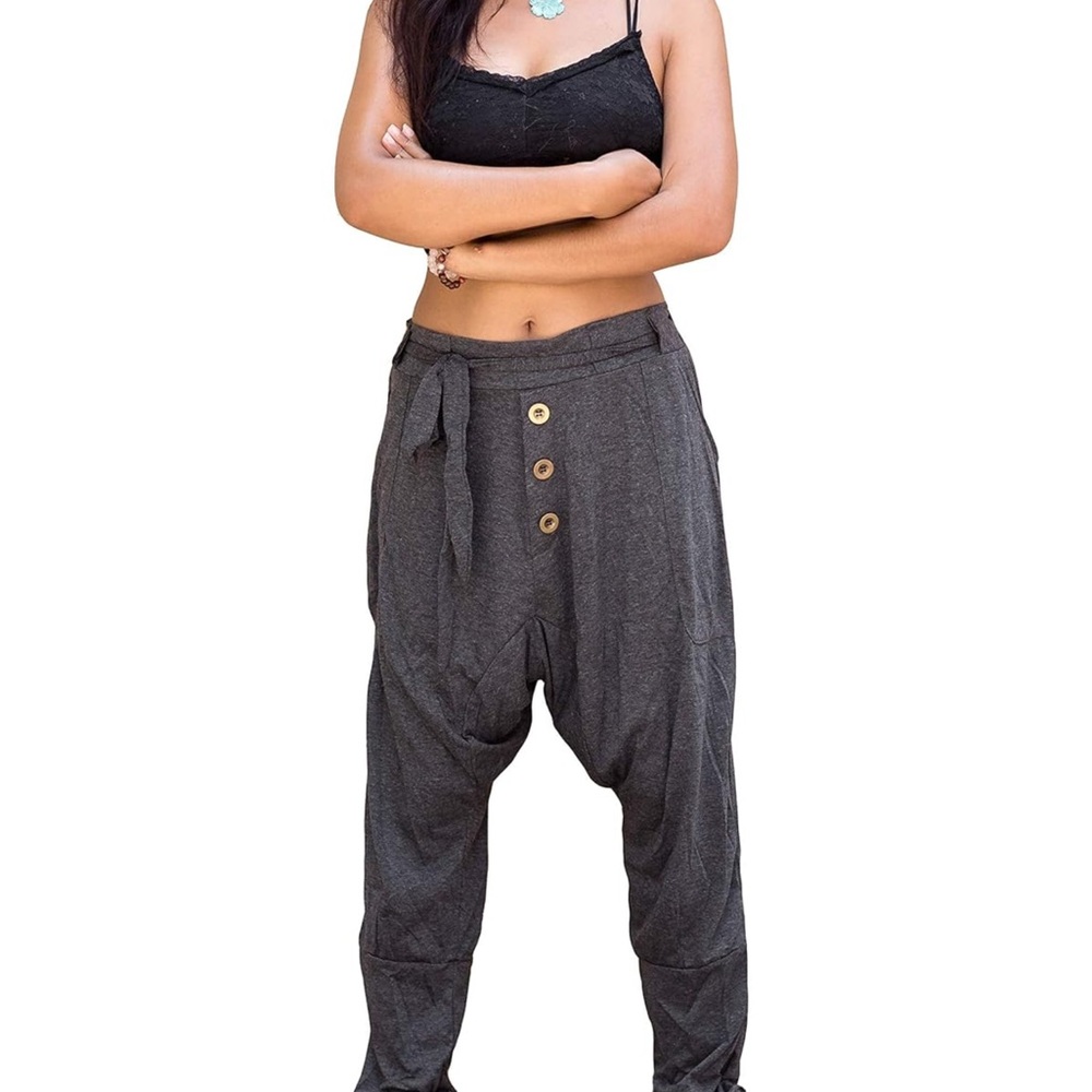 Thaluta Gray Harem Pants Yoga Cotton Boho Trousers